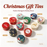 Boîte Cadeau Ronde en Métal Écologique pour Noël, Idéale pour Gâteaux, Chocolats, Bonbons, Biscuits, Snacks et Pain