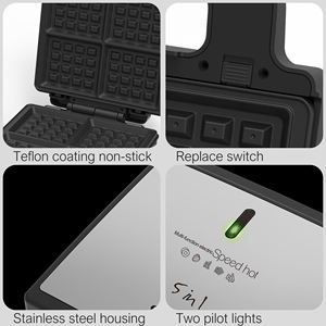 Sonifer SF-6143 nouvelles plaques détachables multifonctions antiadhésives de haute qualité pour la maison 5 en 1 <span class=keywords><strong>gaufrier</strong></span> électrique beignet - Product Image 5