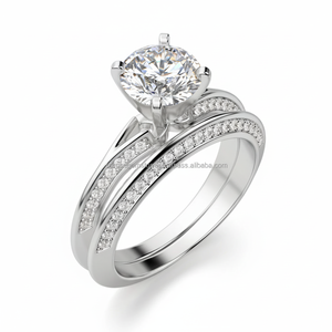 Classy 5.32ct coupe ronde Moissanite grappe diamant bague de mariage solide 925 Starling argent Halo fiançailles plaqué or cadeau - Product Image 1