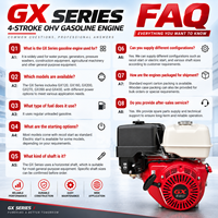 Mesin Bensin Honda GX200 SH 6.5HP 196cc 4 Tak OHV Asli dengan Starter Elektrik untuk Peralatan Pompa Air dan Generator