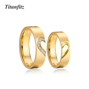 Anillos <span class=keywords><strong>de</strong></span> Boda Titanfitz <span class=keywords><strong>de</strong></span> 6 mm con Forma <span class=keywords><strong>de</strong></span> Corazón, Chapados en Oro <span class=keywords><strong>de</strong></span> 24K, <span class=keywords><strong>Acero</strong></span> Inoxidable 316L, <span class=keywords><strong>para</strong></span> Parejas, Hombres y Mujeres - Product Image 1
