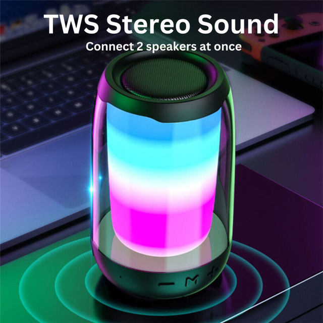 High Quality Portable Outdoor Party LED Light Stereo Speaker Deep Bass RGB for Mini Metal Speaker for Computer