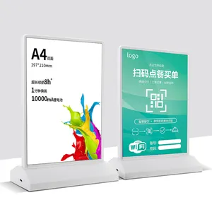 Rechargeable desktop led light box display with double-sided menu slim led lighting box advertising light box sign