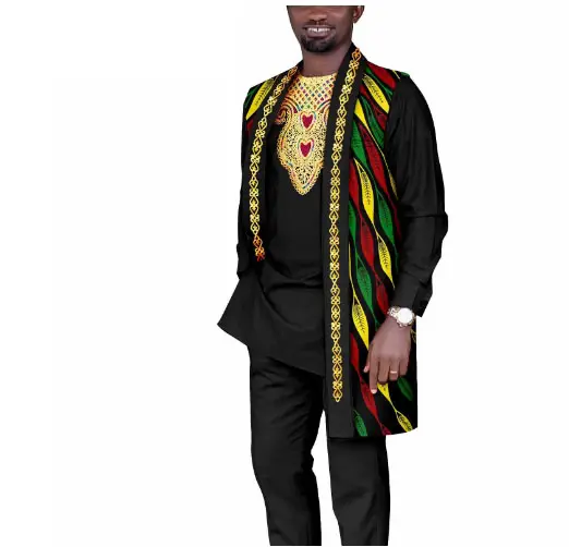 Liman ying heißen Verkauf afrikanischen Wachs druck Baumwoll stoff echte Kitenge 3 Stück Set Ankara Männer afrikanischen Anzug Afrika Kleidung für Männer