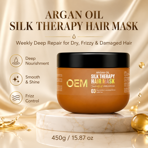 Mascarilla Capilar Reparadora Profunda de 450g con Aceite de Argán y Proteína de Seda, Marca Privada, Venta al Por Mayor, Logotipo Personalizado - Product Image 4