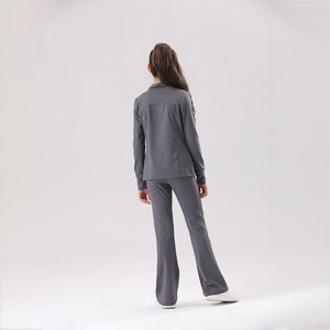 Ropa Deportiva Infantil al por Mayor, Ropa de Yoga, Fitness, Tenis, Tops de Manga Larga de Secado Rápido, <span class=keywords><strong>Pantalones</strong></span> Acampanados, Conjunto Deportivo de 2 Piezas para Niñas - Product Image 4