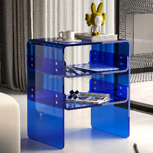 Mờ Màu Xanh Acrylic cuối bảng Acrylic đầu giường đầu giường bàn 3 tầng Acrylic lưu trữ tủ bảng - Product Image 3