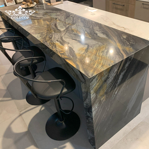 Goldtop Polished Natural <b>Stone</b> Ink Wash <b>Painting</b> Vein Luxury Shangri La Brown Quartzite Slab For Residential Building Wall - Product Image 3