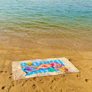 도매 디자이너 패턴 100% 면 부드러운 바다 수영장 수영 빠른 건조 사용자 정의 성인 인쇄 해변 면 수건