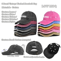 Gorra de Béisbol de Algodón Desgastado de 6 Paneles con Logotipo Personalizado, Colores Personalizados Negro y Rosa, para Hombre y Mujer, Deportiva, Casual, para Exteriores