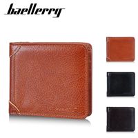 Dompet Pendek Pria Kulit Baru dari Baellerry dengan Nuansa Mewah dan Banyak Slot Kartu, Dompet Kecil Retro Sederhana untuk Pria
