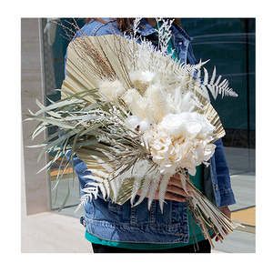 2023 doux rêve automne mariée Rose <span class=keywords><strong>fleur</strong></span> bouquet avec feuille <span class=keywords><strong>de</strong></span> palmier naturel Boho séché/conservé floral maison déco cadeau bouquet - Product Image 5