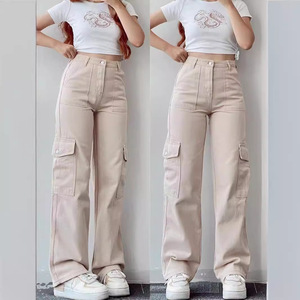Pantalon Décontracté Taille Mi-Haute <span class=keywords><strong>Femme</strong></span> avec Poches à Rabat Stéréo, Pantalon <span class=keywords><strong>de</strong></span> Travail Longue Taille Polyvalent pour le Commerce International - Product Image 1