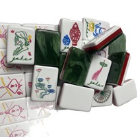 Qingchen - Juego de Fichas de Mahjong Americanas de Lujo, Fichas de la Suerte de Calidad, Diseño Moderno en Mármol Verde, Acrílico, para 4 Jugadores, Resistente al Agua