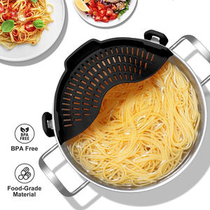 Passoire en silicone anti-éclaboussures à clipser facilement pour cuisine, idéale pour pâtes, légumes et fruits – Passoires et égouttoirs pratiques pour bord de casserole - Product Image 2