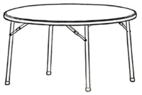 Table ronde en plastique au design moderne avec pieds pliants pour repas en plein air