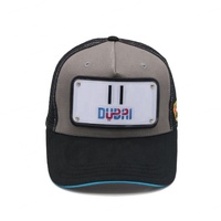 Chapeau plaque métallique à bord noir, casquette en maille noire avec logo brodé 3d, casquette de camionneur à 6 panneaux