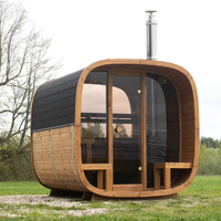 Tungku Sauna Listrik Kayu Cedar Merah Karbonisasi Tradisional Luar Ruangan Sona, Ramah Lingkungan, untuk Villa Komersial, 5 Orang, Basah