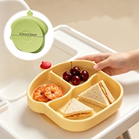 Ensemble d'alimentation pour bébé en silicone Cherry Baby Led Weaning : bol à ventouse, assiette compartimentée, bavoir, cuillère, fourchette, tasse d'apprentissage avec couvercle