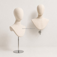 Tête de mannequin en fibre de verre en gros, revêtement en lin épais, options de support au sol ou de fixation murale pour l'affichage de perruques, chapeaux, salons et vente au détail