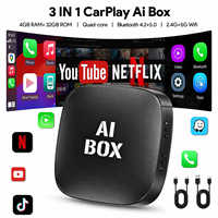 Caja de Video para Auto con Android AI Box Universal U2W de 4+32GB, Adaptador Dongle USB CarPlay Inalámbrico, con YouTube y Netflix
