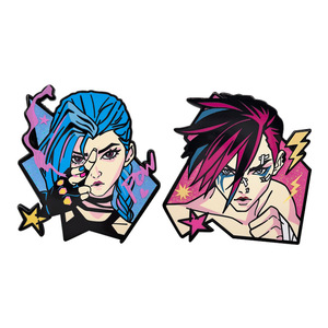 2 Nuovi Design di Alta Qualità, Badge in Metallo Smaltato Rigido LoL <span class=keywords><strong>Jinx</strong></span> & Vi Eevee per Decorazione di Zaini e Vestiti - Product Image 1