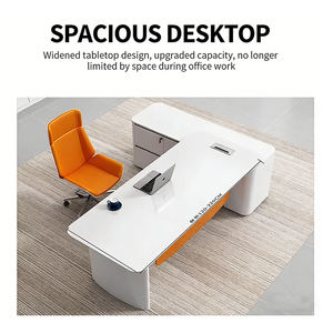 Bureau Moderne <span class=keywords><strong>de</strong></span> <span class=keywords><strong>Direction</strong></span> Réglable en Hauteur avec Tiroirs et Meuble Supérieur en MFC – Écologique et Durable pour Usage Domestique et Commercial - Product Image 4