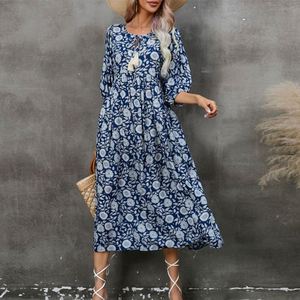 Venta al por mayor de logotipo personalizado de alta calidad Slip Dress para las mujeres Nuevo bohemio con cuello en V de tiras de vacaciones Casual mujeres vestidos florales - Product Image 6