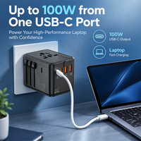 Adaptateur de voyage universel, convertisseur de courant international multi-ports, type C USB, charge rapide, chargeur mural de voyage mondial