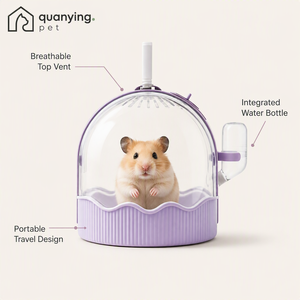 Cage de transport portable Quanying pour petits animaux, ventilée, en plastique, pour hamsters, souris naines et gerbilles, couleur iris violet - Product Image 1