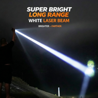 Lampe torche laser puissante rechargeable avec zoom rétractable USB pour la maison et l'extérieur, longue durée de vie de la batterie, lumière LED