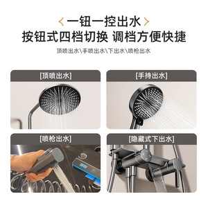 Shower Set Round Wall Mounted Modern Aluminum Alloy Thermostatic Booster Bathroom - Product Image 3