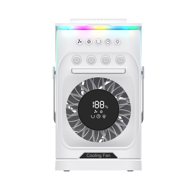 Travel Camping Fan with Spray Mist & RGB Lighting and Portable Evaporative Air Cooler
