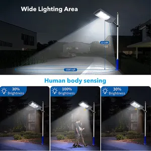 Luz solar à prova d'água para jardim, estrada, ip65, para áreas externas, abs, 100w, 200w, 300w, 400w e 500w, integrado, tudo em um led, luz solar de rua