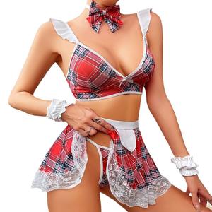 Hot Sexy JK Uniforme Grille <span class=keywords><strong>Tentation</strong></span> Étudiant Uniforme Cross-Border E-Commerce Sexy Sous-Vêtements Dentelle Cinq Costume Vêtements de Jeu de Rôle - Product Image 5