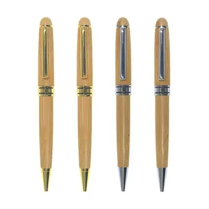 Penna di bambù in legno di alta qualità regalo di promozione penna retrattile Logo Laser personalizzato penna di bambù con scatola