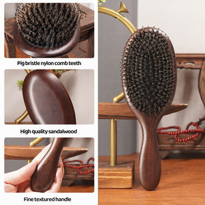 Meridian Massage gerät Hochwertige Haar Holz bürste mit Wildschwein borsten Schwarz Sandelholz Dicker Zahn Massage kamm Luxus - Product Image 5