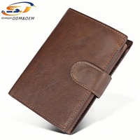 Dompet pria RFID, gaya baru kulit sapi asli Retro kelas atas dompet koin kapasitas besar