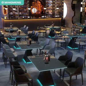 Juego de muebles de Bar de lujo moderno personalizable, sofás de cuero, mesas, sillas para comedor, cocina, hotel, para discotecas, juego de KTV - Product Image 5