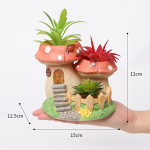 Pot de fleurs en résine de 8,9 pouces en forme de <span class=keywords><strong>maison</strong></span> d'arbre, motif animal de conte de fées, pour plantes succulentes, décoration de bureau et de <span class=keywords><strong>maison</strong></span>, ornement de étagère fantaisie - Product Image 2