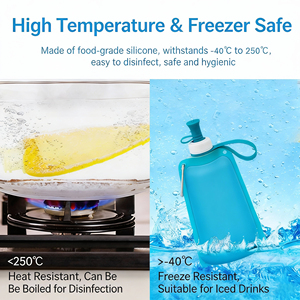 Eco-Friendly 550ml Collapsible Portable Folding Silicone Water <b>Bottle</b> for Travel Cycling Running Gym - Product Image 6