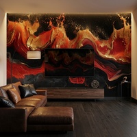 Papier peint mural auto-adhésif imperméable rouge, or, noir, motif abstrait marbré pour salon, chambre à coucher, décoration murale glamour