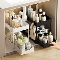 Organisateur de cuisine multi-usages à 2 niveaux Tiroirs coulissants sous l'évier Étagère de rangement pour épices et salle de bain