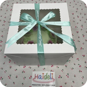 Nhãn Tùy Chỉnh Cho 12X12X10 Hộp Bánh Ngọt Tráng Miệng Bằng Nhựa Có Thể Gập Lại Bất Ngờ Màu Trắng Hộp Làm Bánh Có Cửa Sổ Trong Suốt - Product Image 2