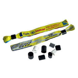 Polyester Handmade Time Cloth Fabric Woven Wristband with Plastic Bead Personalized Printed Concert Promotional Wristbands