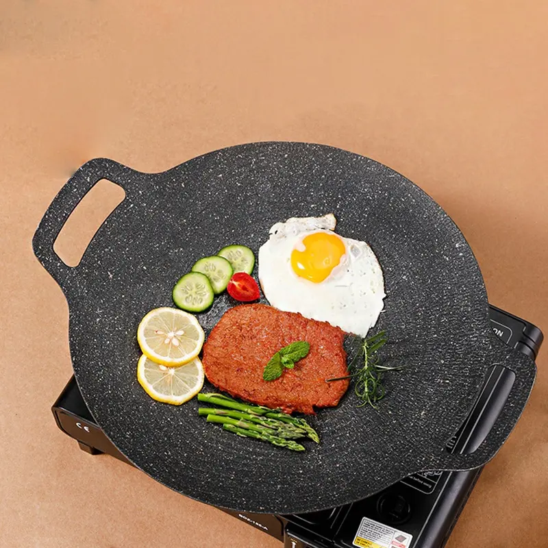 Wholesale Non stick Cast Iron Camping Round Frying Pan Pre Seaoned Griddle Grill Pan For outdoor and kitchen cooking