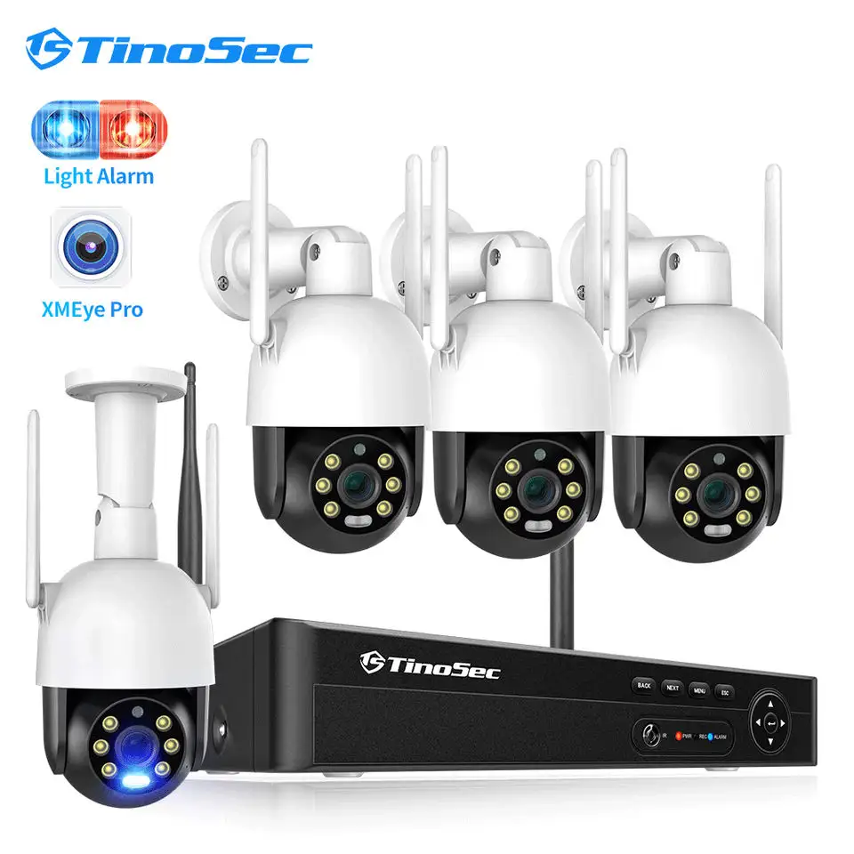 Tinosec H.265 IP66 Waterproof 5MP CCTV Camera Wireless Outdoor Auto Human Tracking CCTV Kit Wireless Security Camera