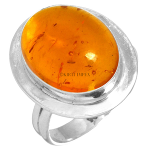 Bagues élégantes pour femmes en argent sterling 925, pierre précieuse naturelle ambre baltique, pierre de naissance faite à la main avec sertissage clos pour femmes - Product Image 1