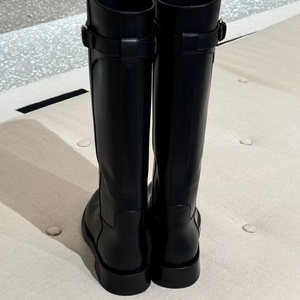 High Quality Genuine Leather Over-the-Knee <b>Boots</b> Designer women's shoes <b>Flat</b> Low <b>Heel</b> <b>Boot</b> Pointed tip Side Zip Long Booties - Product Image 4