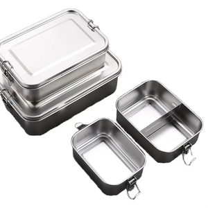 Boîte à bento empilable en acier inoxydable, compatible micro-ondes, étanche, sans BPA, 2 compartiments, facile à nettoyer au <span class=keywords><strong>lave</strong></span>-<span class=keywords><strong>vaisselle</strong></span> - Product Image 1